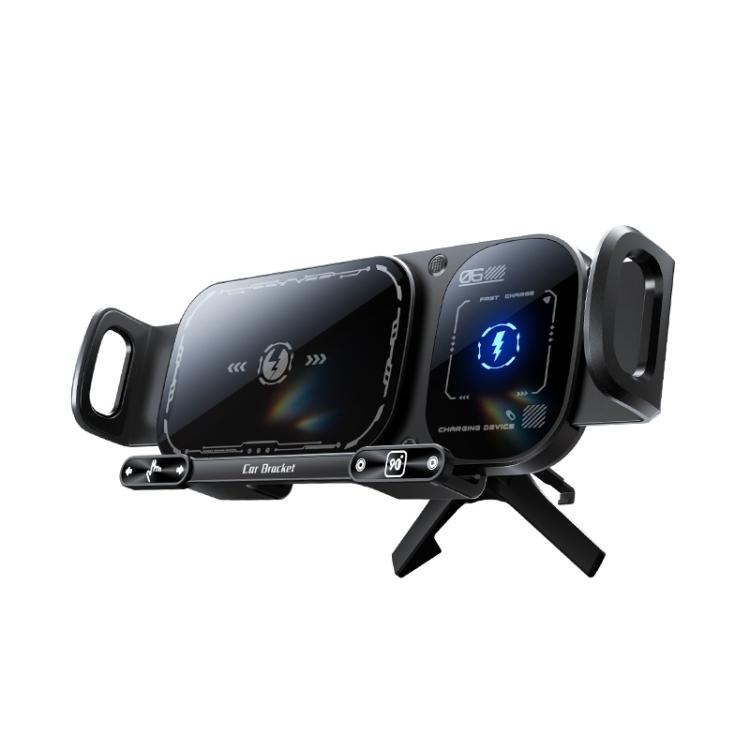 SD01 Car Air Vent Mount Dual Coil Rotating Phone Stand 15W Wireless Charger Phone Holder, SD01 Grey, SD01 Black