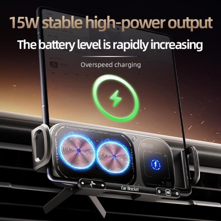 SD01 Car Air Vent Mount Dual Coil Rotating Phone Stand 15W Wireless Charger Phone Holder, SD01 Grey, SD01 Black