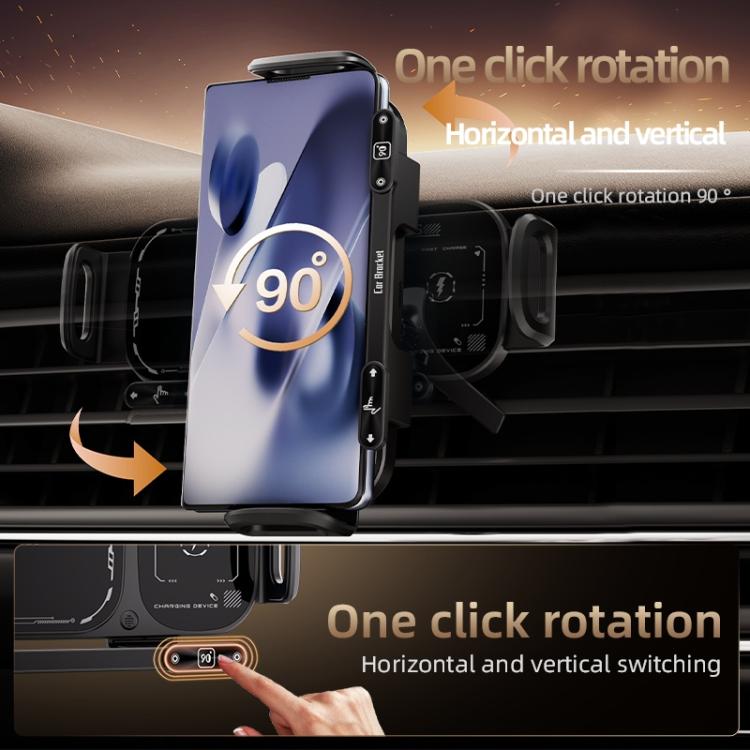 SD01 Car Air Vent Mount Dual Coil Rotating Phone Stand 15W Wireless Charger Phone Holder, SD01 Grey, SD01 Black
