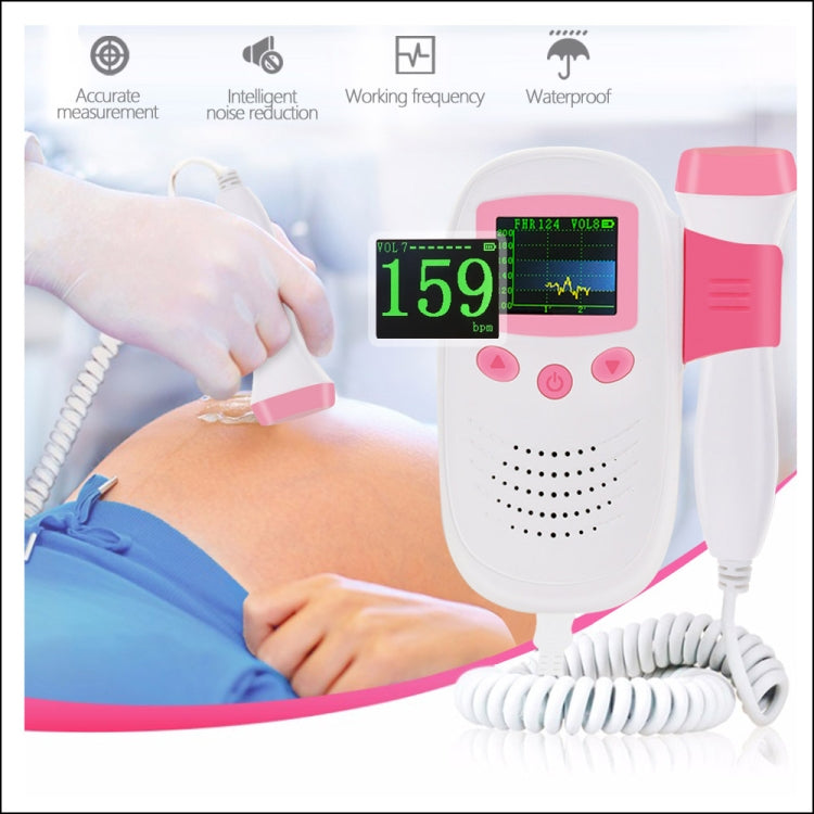 RZ-100S9 LED Fetal Doppler Ultrasound Sound Baby Heartbeat Detector Monitor Digital Prenatal Pocket Fetal Doppler Stethoscope, RZ-100S9