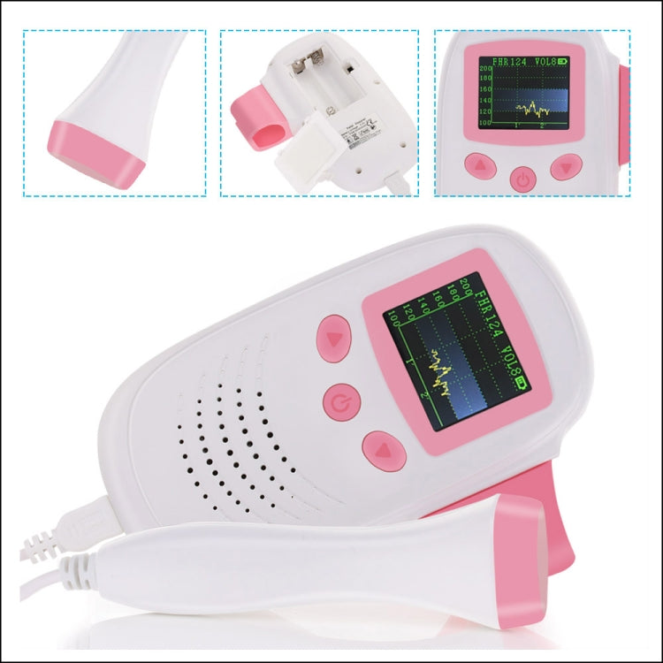 RZ-100S9 LED Fetal Doppler Ultrasound Sound Baby Heartbeat Detector Monitor Digital Prenatal Pocket Fetal Doppler Stethoscope, RZ-100S9