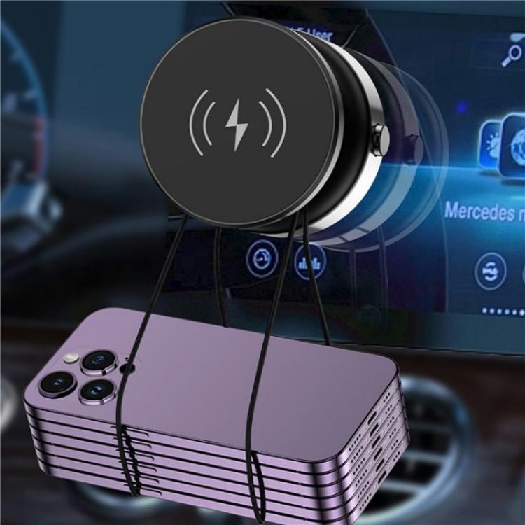 X9C Wireless Charging Navigation Stand Car Magnetic Suction Vacuum Phone Holder, X9C (Black), X9C (Silver)