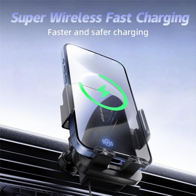 SD05 With Retractable Type-C Cable Car Phone Holder Wireless Charging Mount, SD05