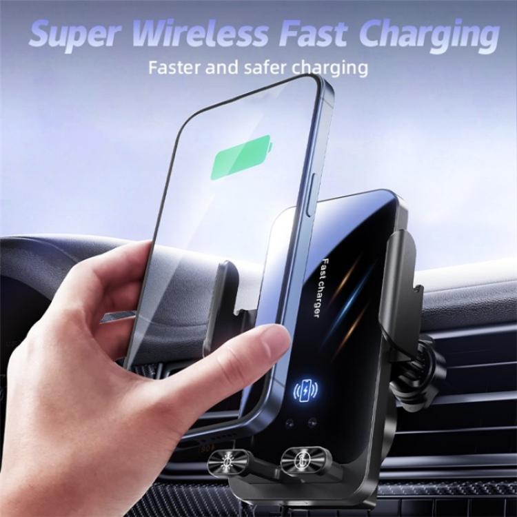 SD05 With Retractable Type-C Cable Car Phone Holder Wireless Charging Mount, SD05
