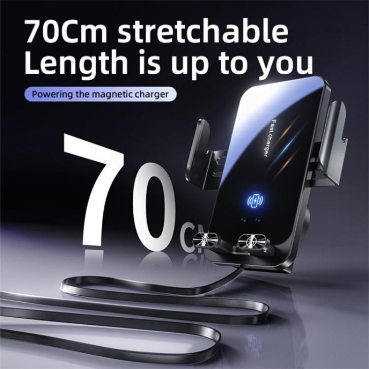 SD05 With Retractable Type-C Cable Car Phone Holder Wireless Charging Mount, SD05