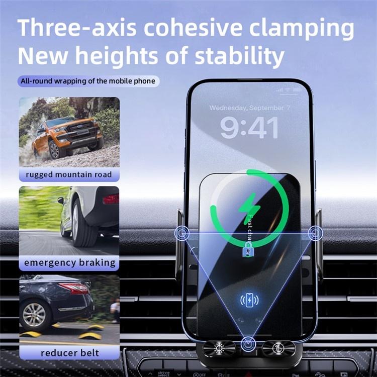 SD05 With Retractable Type-C Cable Car Phone Holder Wireless Charging Mount, SD05