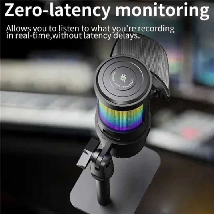 JMARY MC-PW13 360 Degree Rotating RGB Light Desktop Microphone