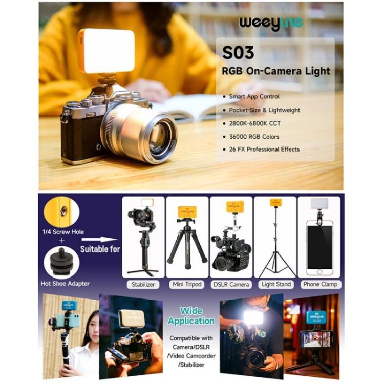 Weeylite S03 Portable RGB Light Video Live Streaming Photography Full Color Fill Light