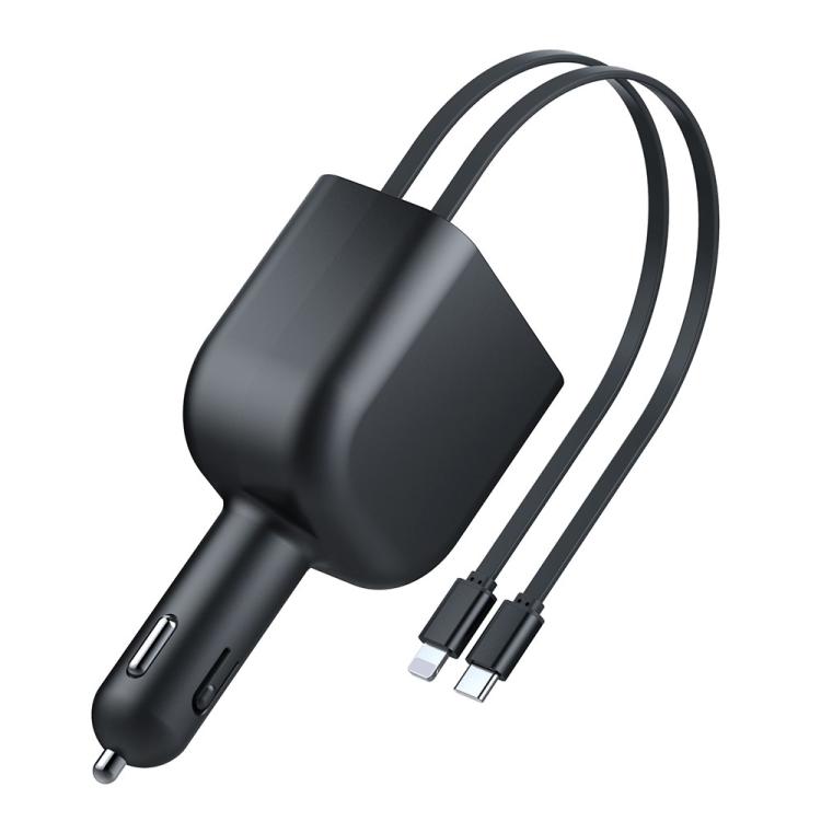 Y4 Retractable Cable Super Fast Charging Car Charger Bluetooth-Compatible MP3 Player, Y4