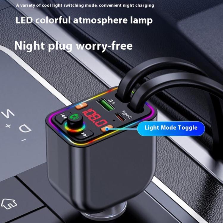 Y6 Retractable Cable EQ Adjustment Bluetooth FM Transmitter Car Charger MP3 Player, Y6