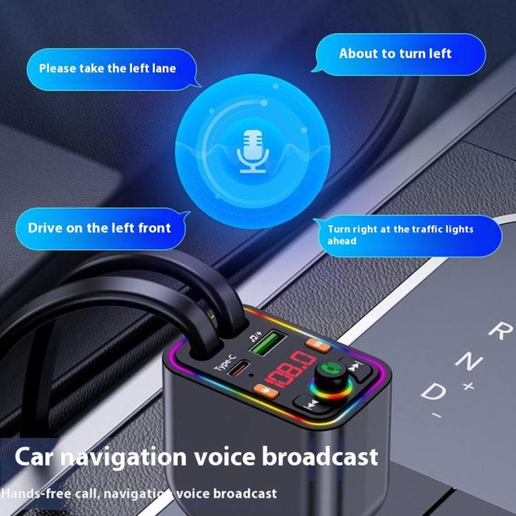 Y6 Retractable Cable EQ Adjustment Bluetooth FM Transmitter Car Charger MP3 Player, Y6