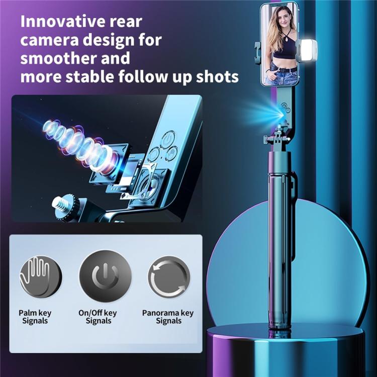 Q530TK Portable Metal Phone Stand Selfie Stick Expandable Auto Face Tracking Tripod with Single Fill Light