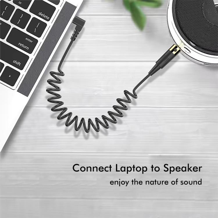 JUNSUNMAY 3.5mm Stereo Male to 4 Pin XLR Female Mixer Spring Extension Adapter Cable, Length: 0.5m