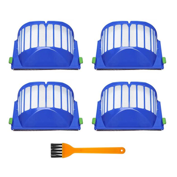 JUNSUNMAY 4pcs Sweeper Clean Filter with Brush for iRobot Roomba 600 Series