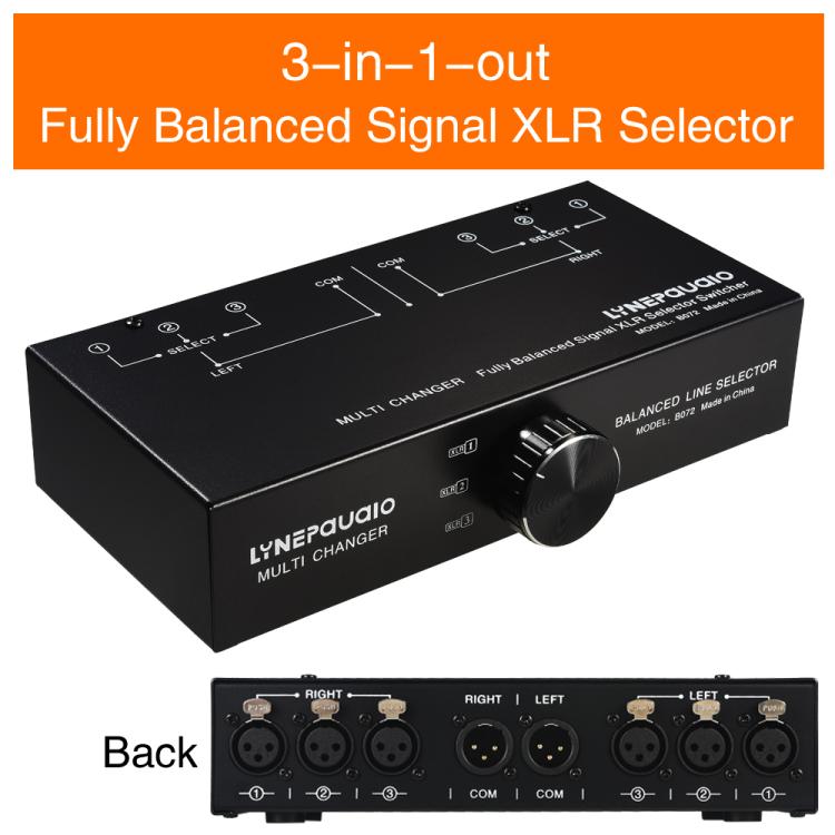B072 3 Input 1 Output Fully Balanced Signal Selector 3-Channel Balanced Line Selector, No Need For External Power Supply Lossless Switching