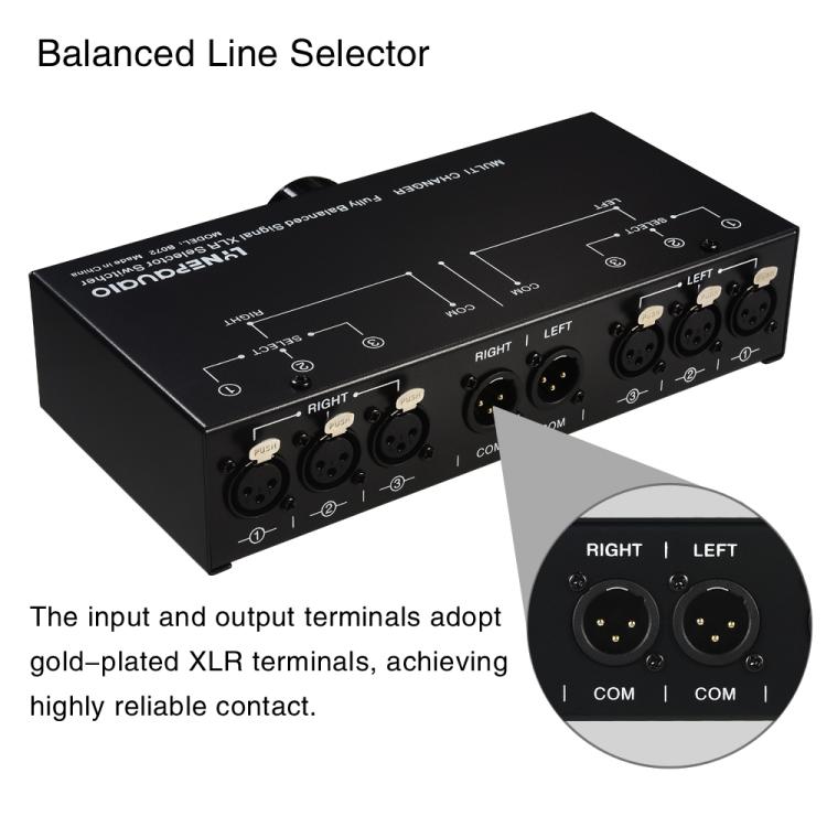 B072 3 Input 1 Output Fully Balanced Signal Selector 3-Channel Balanced Line Selector, No Need For External Power Supply Lossless Switching