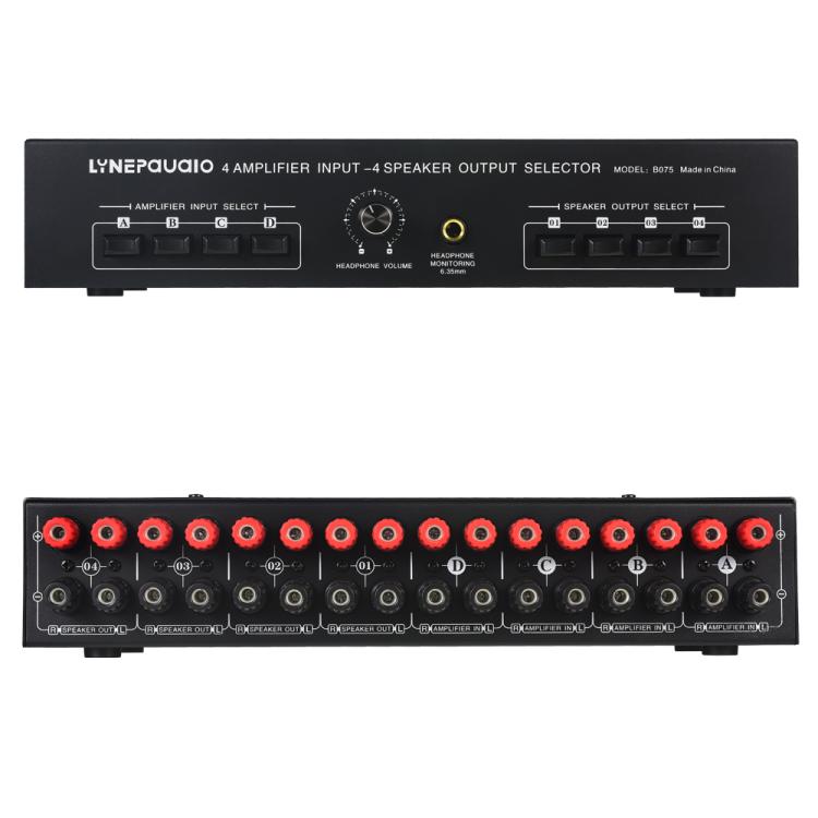 B075 4 Input 4 Ooutput Power Amplifier Speaker Selector Switcher, 300W Sound Quality Per Channel No Loss