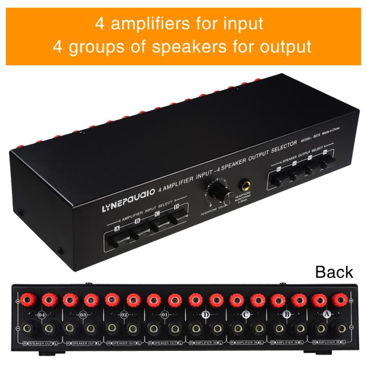 B075 4 Input 4 Ooutput Power Amplifier Speaker Selector Switcher, 300W Sound Quality Per Channel No Loss