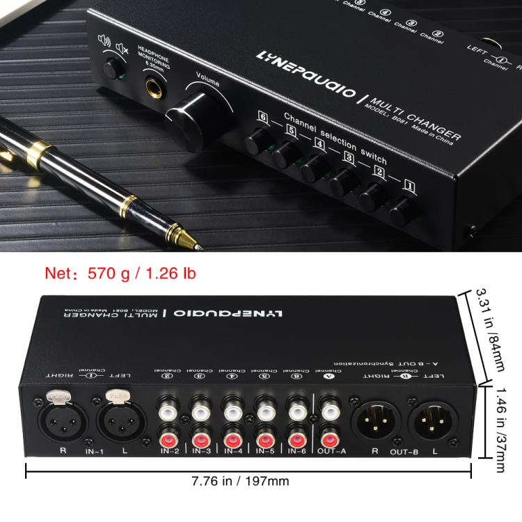 B081 6 Input 3 Outupt Audio Signal Selector Switcher Multi-channel Switcher, Fully Balanced Passive Front Active Speaker Volume Controller RCA Selector