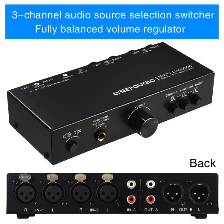 B082 3 Input 3 Output Audio Signal Selector Balanced Line Switcher