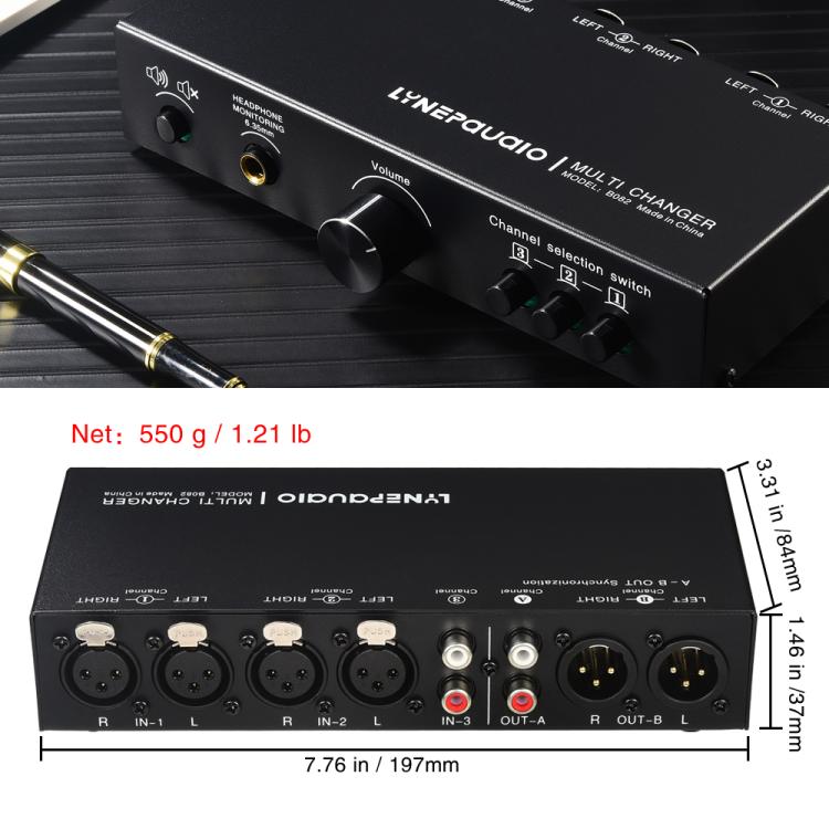 B082 3 Input 3 Output Audio Signal Selector Balanced Line Switcher