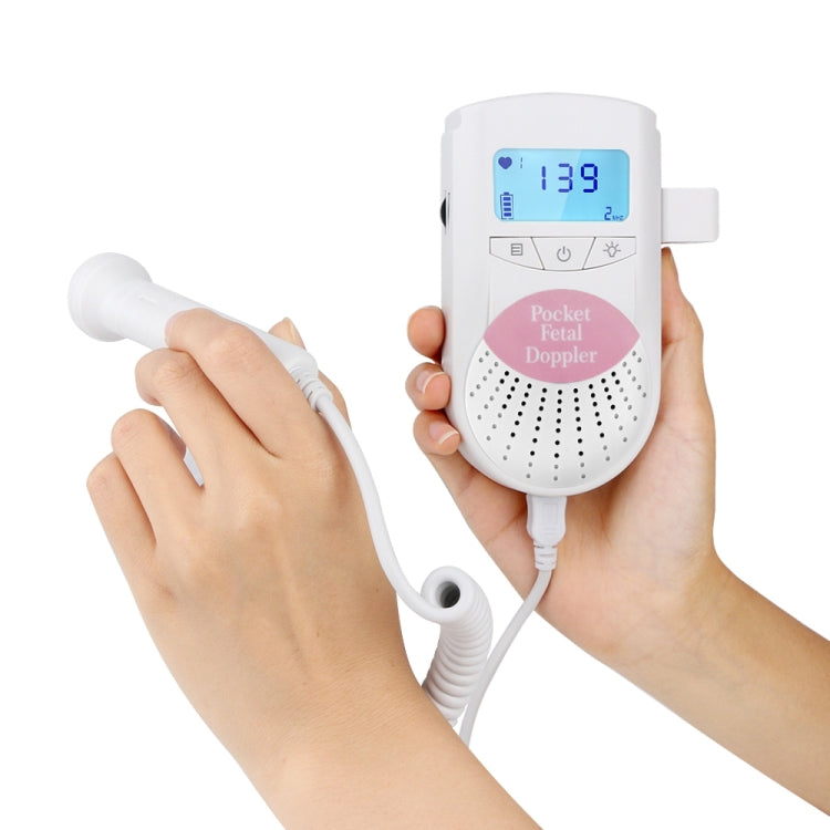 FD-100 Digital Fetal Doppler Ultrasound Sound Baby Heartbeat Detector Monitor LED Digital Prenatal Pocket Fetal Doppler Stethoscope (Pink), FD-100 (Pink)