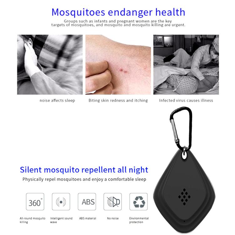 Outdoor Mosquito Repellent Portable Ultrasonic Insect Repellent Insecticide USB Charging Intelligent Frequency Conversion, Black, White