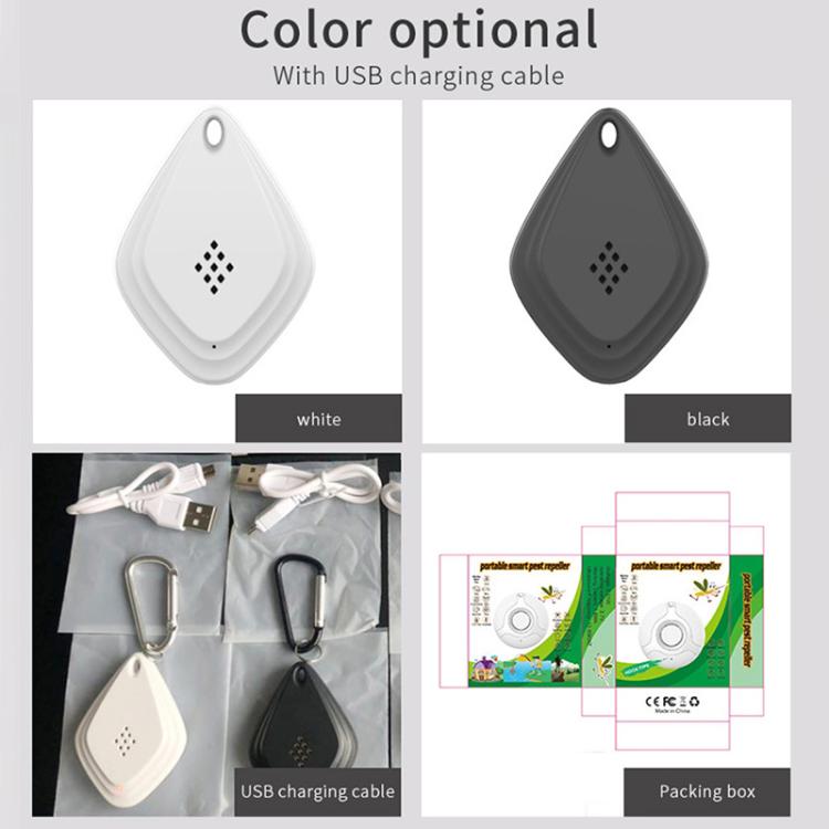 Outdoor Mosquito Repellent Portable Ultrasonic Insect Repellent Insecticide USB Charging Intelligent Frequency Conversion, Black, White