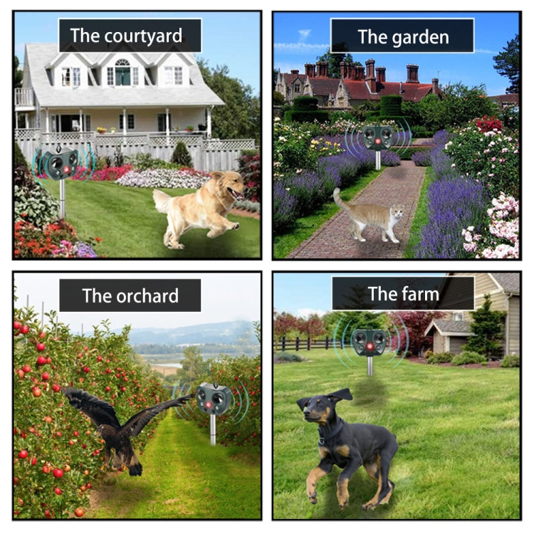 Outdoor Ultrasonic Solar Animal Repeller Pest Mouse Repeller Sensor Garden Bird Cat Dog Fox Repellent Keep Animals Away, Repellent