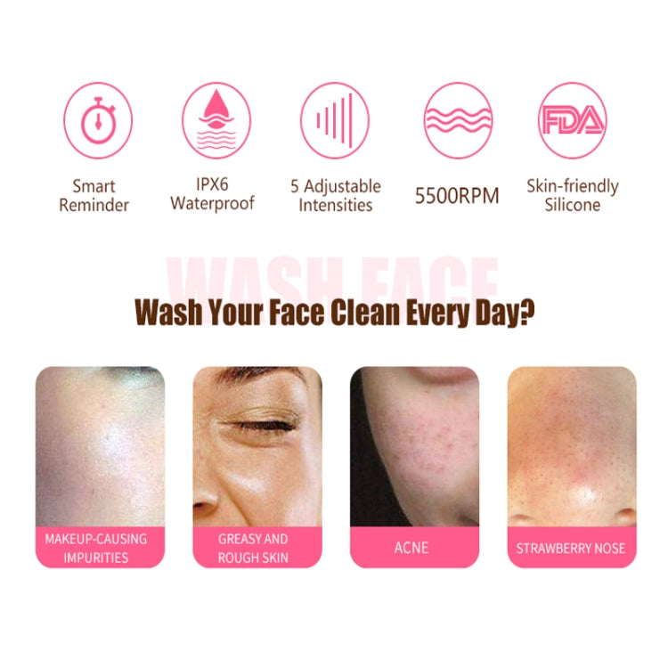 Duosi 2in1 Electric Facial Cleansing Brush Waterproof face Skin Cleansing Massager Silicone Vibration Scrubber Pore Clear Blackhead Remover
