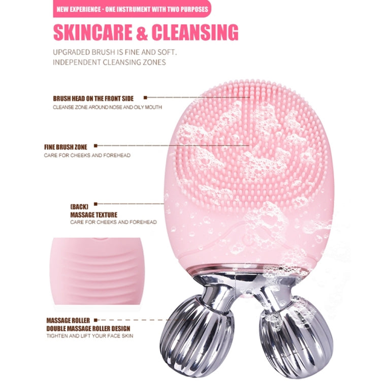 Duosi 2in1 Electric Facial Cleansing Brush Waterproof face Skin Cleansing Massager Silicone Vibration Scrubber Pore Clear Blackhead Remover