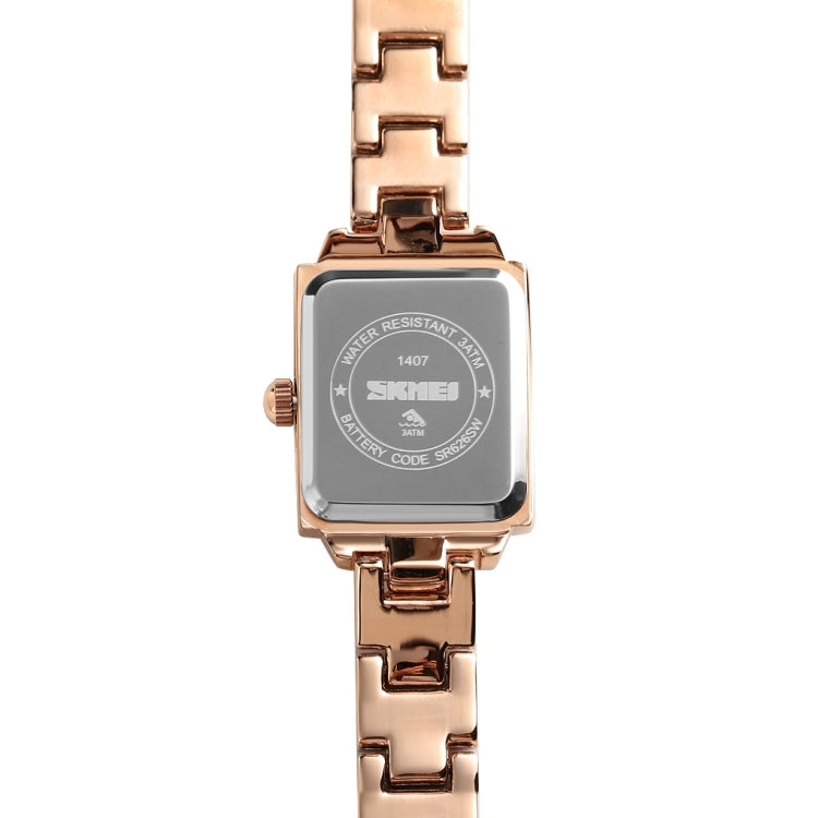 SKMEI 1407 Business Fashion Watch with Diamonds Delicate and Elegant Square Zinc Alloy Quartz Watch for Women