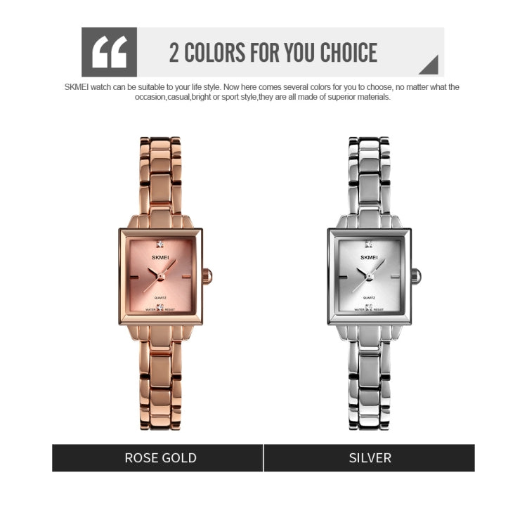 SKMEI 1407 Business Fashion Watch with Diamonds Delicate and Elegant Square Zinc Alloy Quartz Watch for Women