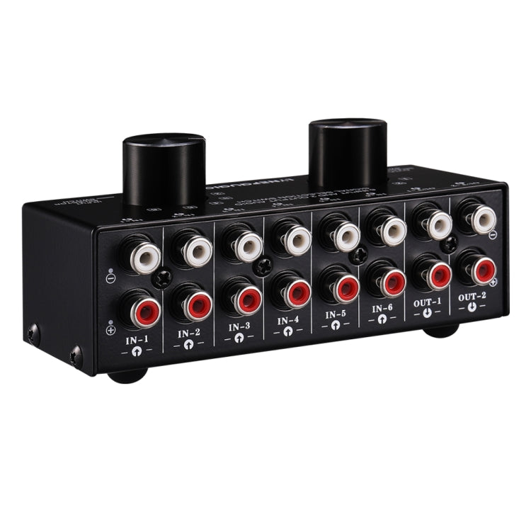 B026 6 مدخل 2 مخرج أو 2 مدخل 6 مخرج محول اختيار مصدر إشارة الصوت منفذ RCA