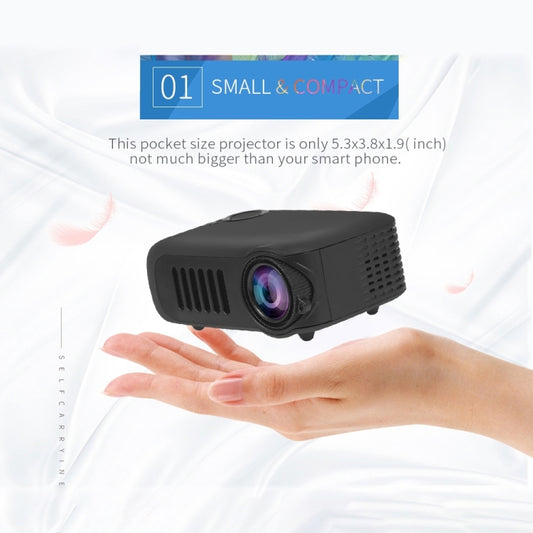 A2000 Mini Portable Projector 800 Lumen Supports 1080P LCD 50000 Hours Lamp Life Home Theater Video Projector for Power Bank