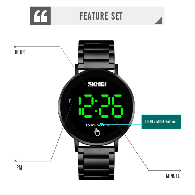 SKMEI 1550 Simple and Stylish LED Touch Screen Men Watch Waterproof Stainless Steel With Electronic Watch