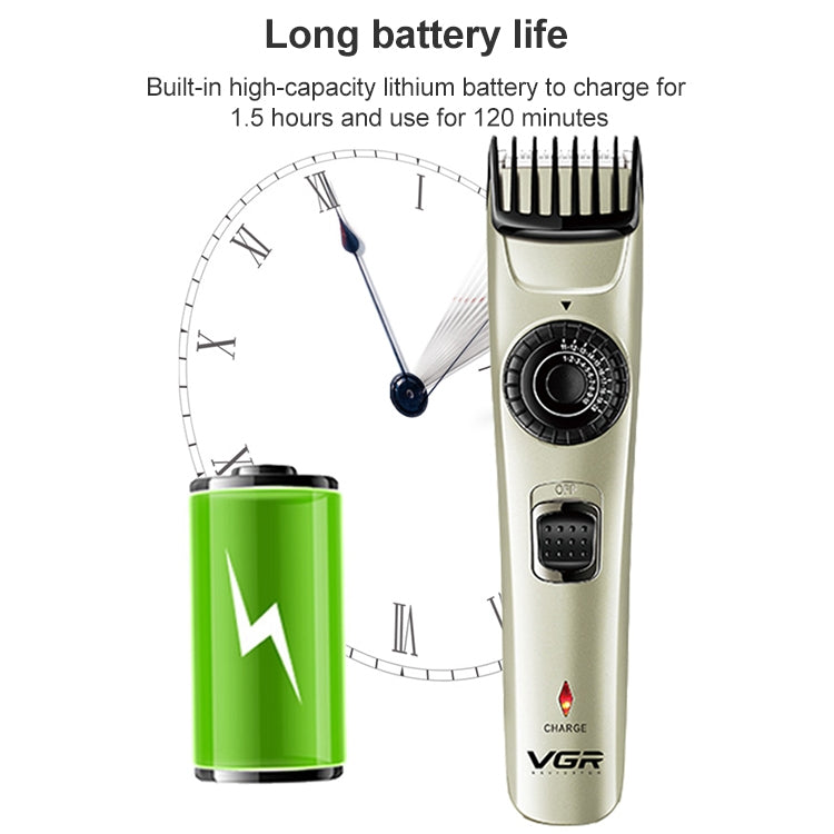 ماكينة قص الشعر VGR V-031 5 وات USB متعددة الأحجام قابلة للتحكم والتشذيب الذاتي، V-031