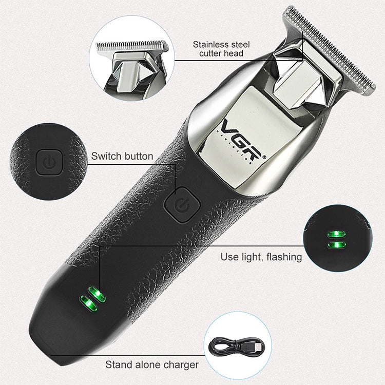 ماكينة قص الشعر الكهربائية المحمولة VGR V-171 بقوة 5 وات USB، باللون الأبيض، V-171