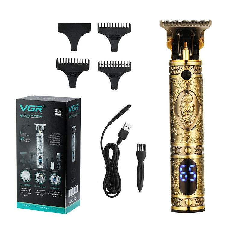 ماكينة قص الشعر VGR V-228 5 وات USB بنقش كلاسيكي مع شاشة رقمية LED، V-228 (برونزي)، V-228 (فضي)