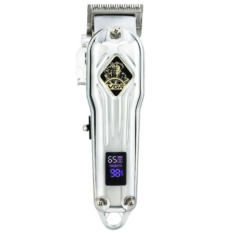 ماكينة قص الشعر المعدنية VGR V-267 بقوة 10 وات بمنفذ USB وشاشة رقمية LED و5 تروس قابلة للتعديل، V-267 (ذهبي)، V-267 (فضي)