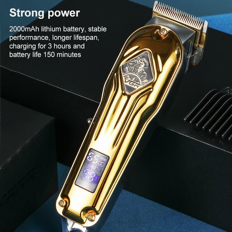 ماكينة قص الشعر المعدنية VGR V-267 بقوة 10 وات بمنفذ USB وشاشة رقمية LED و5 تروس قابلة للتعديل، V-267 (ذهبي)، V-267 (فضي)