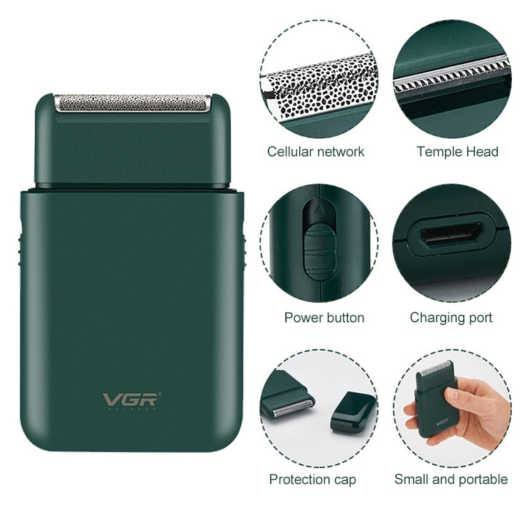 ماكينة حلاقة كهربائية ترددية محمولة VGR V-390 بقدرة 5 وات بمنفذ USB، V-390 (أسود)، V-390 (أخضر)