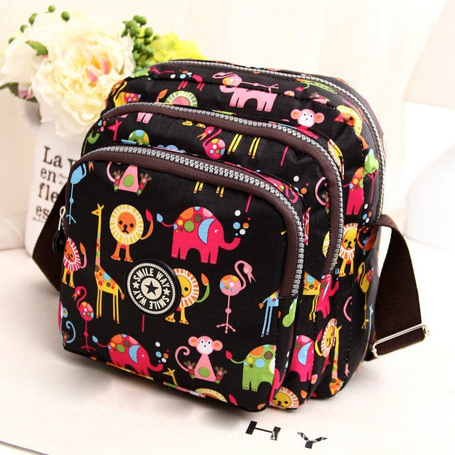 Women Shoulder Bag Waterproof Nylon Handbag Multilayer Crossbody Bag