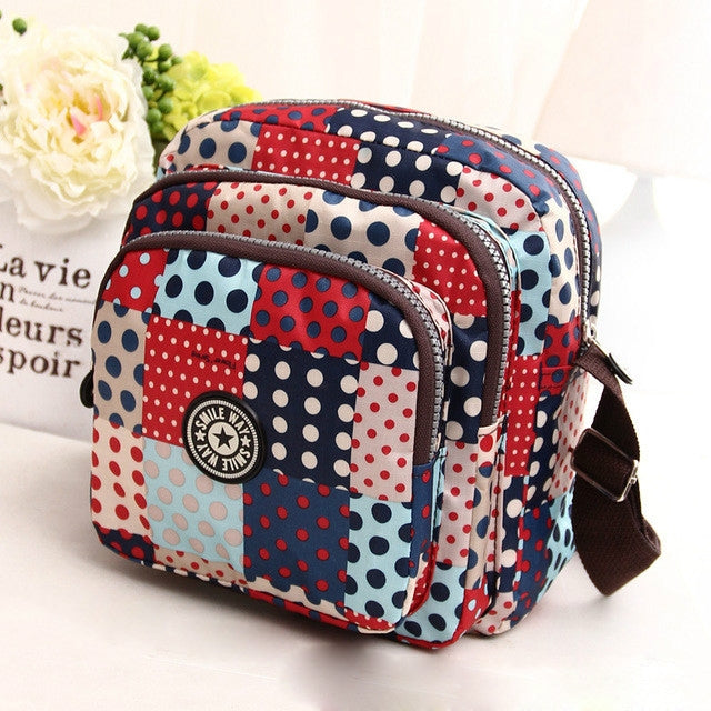 Women Shoulder Bag Waterproof Nylon Handbag Multilayer Crossbody Bag