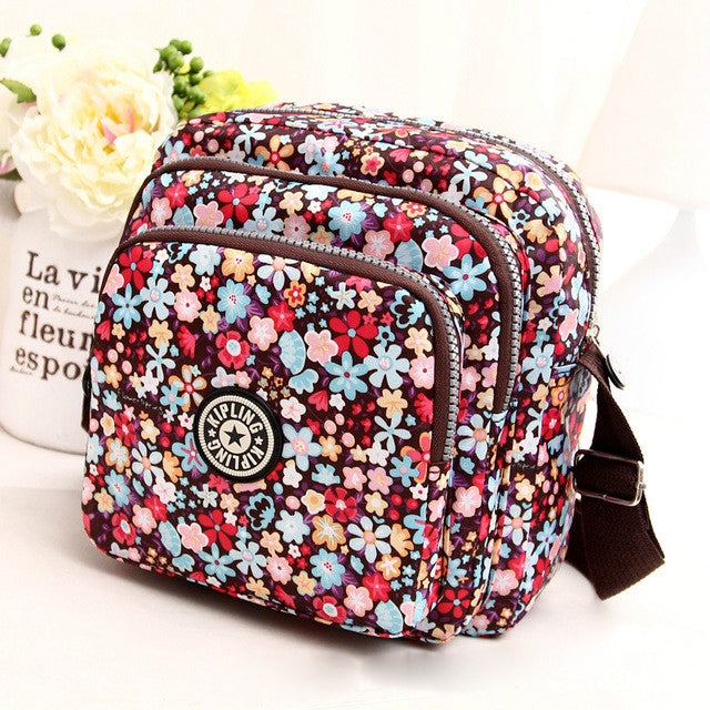Women Shoulder Bag Waterproof Nylon Handbag Multilayer Crossbody Bag