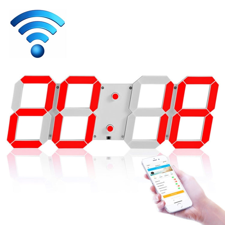 ساعة رقمية LED لغرفة المعيشة، ساعة حائط إبداعية مزودة بخاصية واي فاي، قابس أمريكي، 4 بت واي فاي مجوف أبيض، 4 بت واي فاي مجوف أحمر، 4 بت واي فاي صندوق مغلق أبيض
