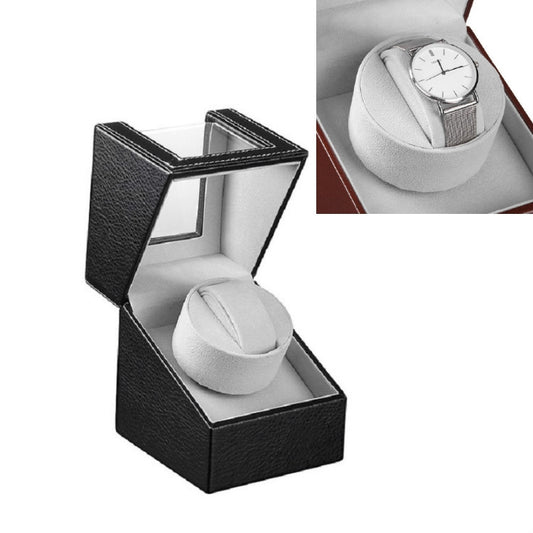 Leather Single Watch Box Electric Motor Watch Shaker Automatic Watch Shaker ,US Plug, Single, Black Leather, Single, Brown Leather