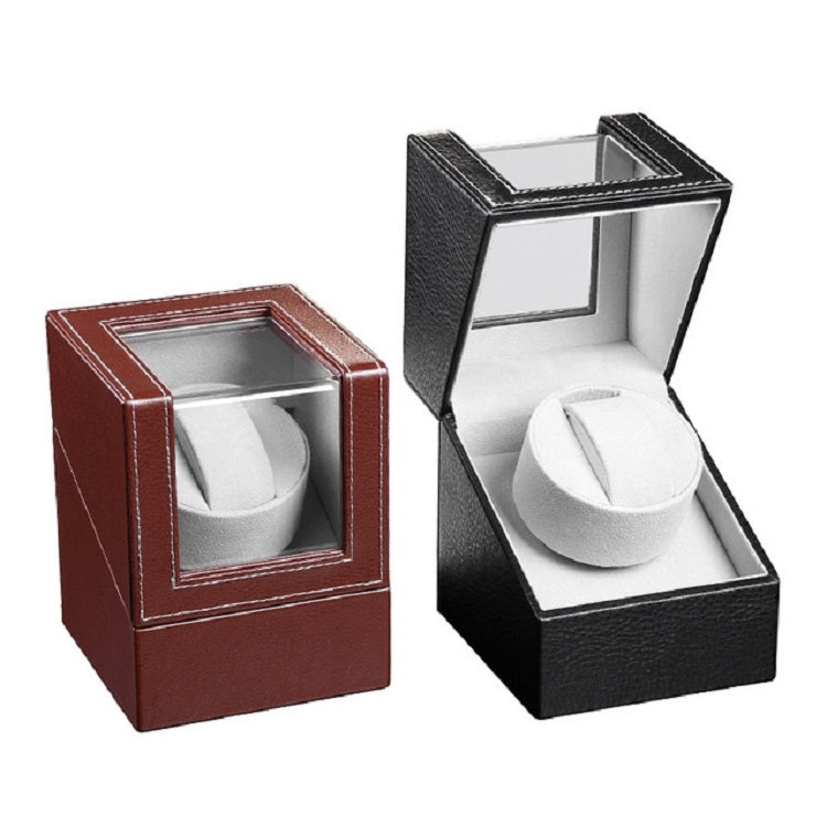 Leather Single Watch Box Electric Motor Watch Shaker Automatic Watch Shaker ,US Plug, Single, Black Leather, Single, Brown Leather