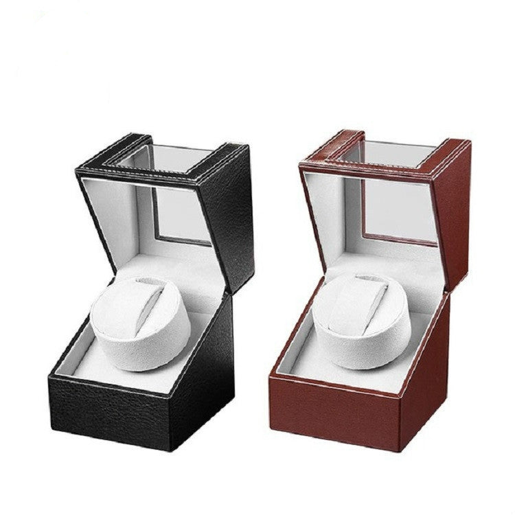 Leather Single Watch Box Electric Motor Watch Shaker Automatic Watch Shaker ,US Plug, Single, Black Leather, Single, Brown Leather