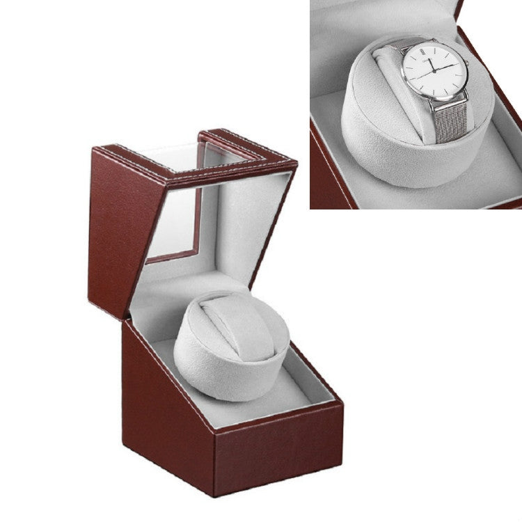 Leather Single Watch Box Electric Motor Watch Shaker Automatic Watch Shaker ,US Plug, Single, Black Leather, Single, Brown Leather